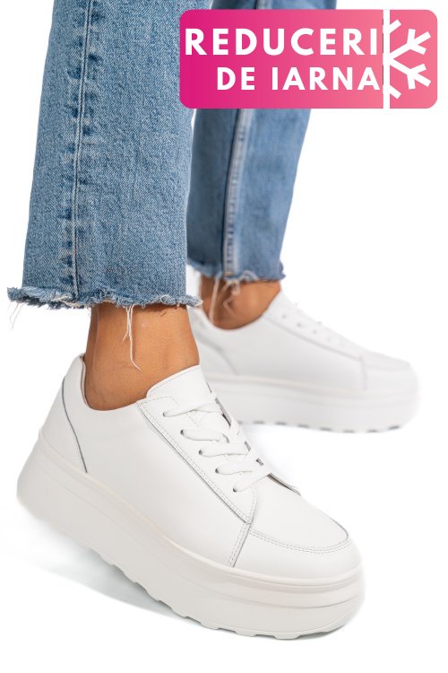 Pantofi sport albi piele naturala fsp001777