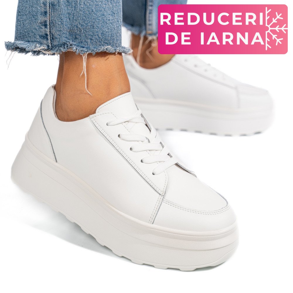 PANTOFI SPORT ALBI PIELE NATURALA FSP001777