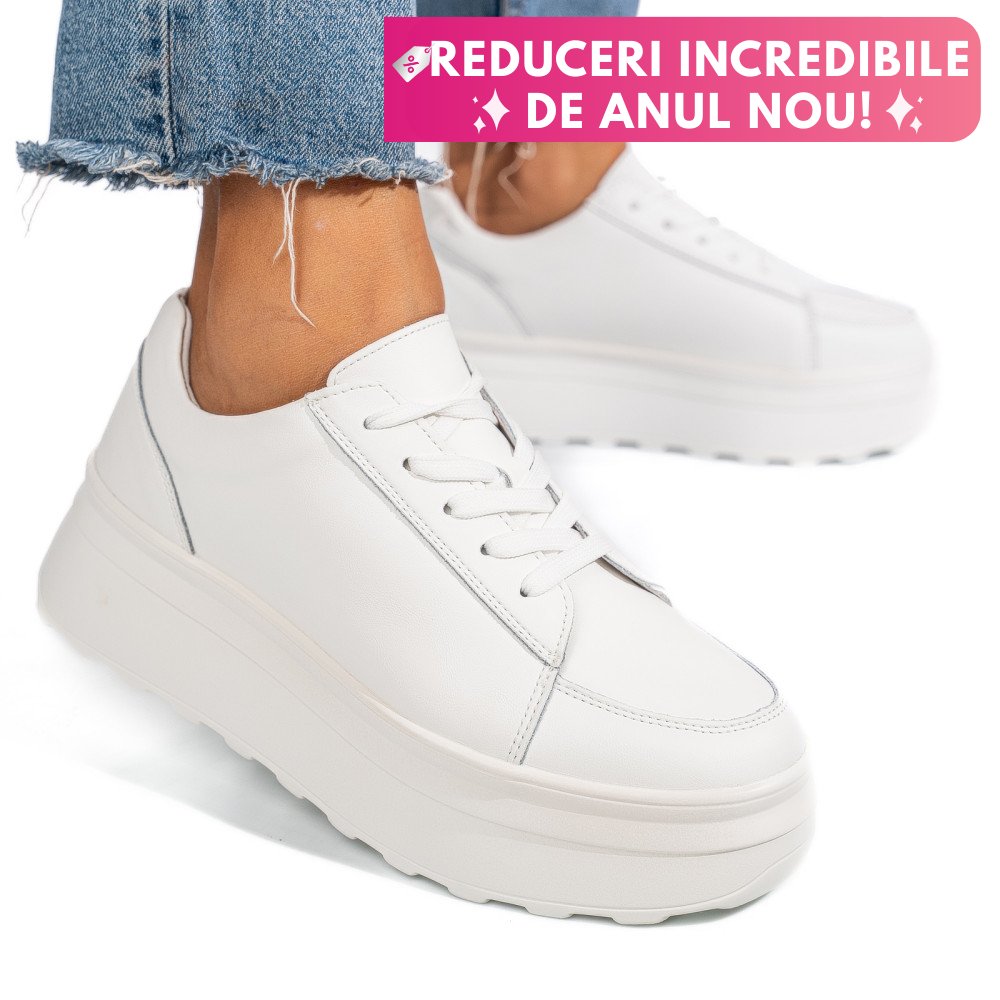 PANTOFI SPORT ALBI PIELE NATURALA FSP001777