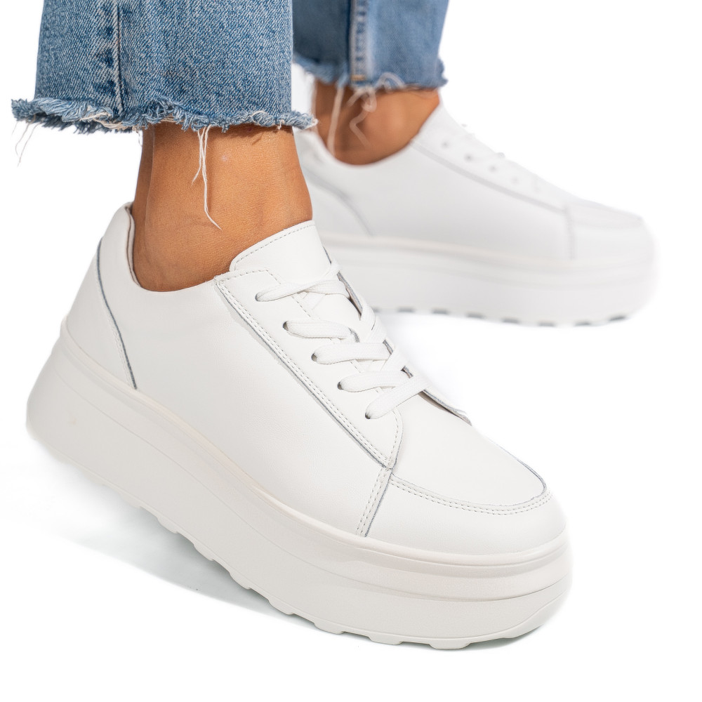 PANTOFI SPORT ALBI PIELE NATURALA FSP001777