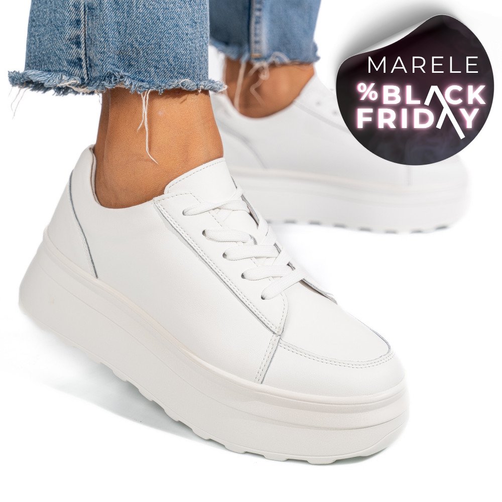 PANTOFI SPORT ALBI PIELE NATURALA FSP001777