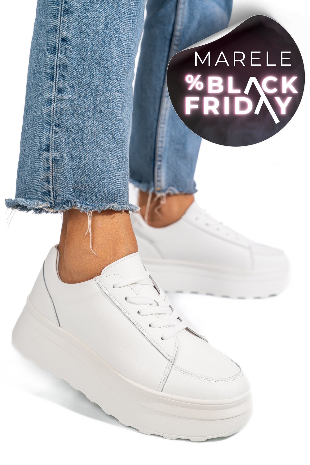 PANTOFI SPORT ALBI PIELE NATURALA FSP001777