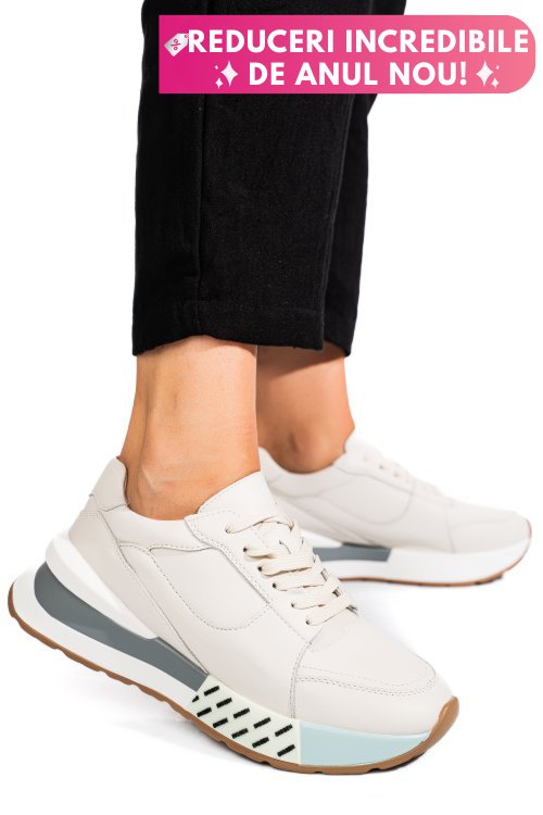Pantofi sport bej piele naturala fsp001770