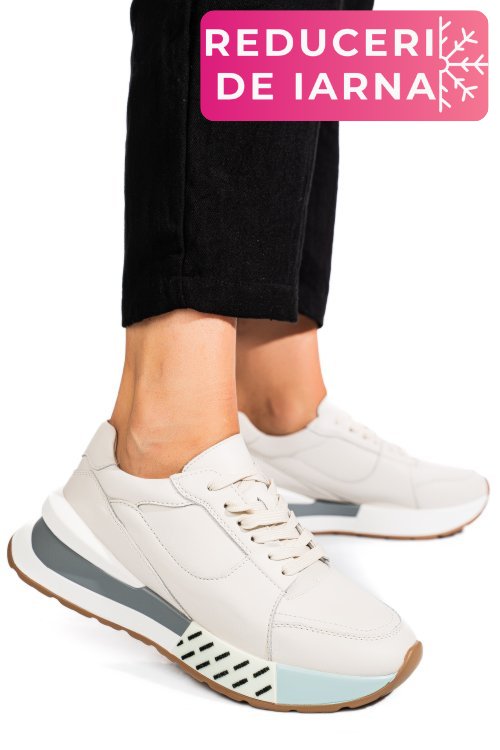 Pantofi sport bej piele naturala fsp001770