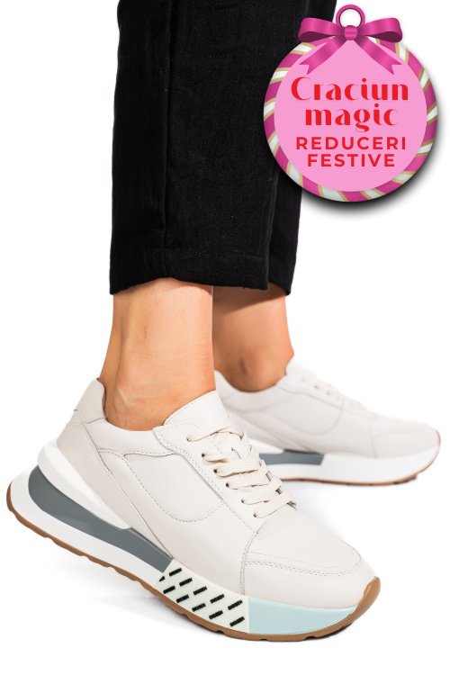 Pantofi sport bej piele naturala fsp001770