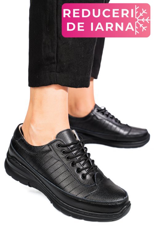 Pantofi sport negri piele naturala fsp0011801