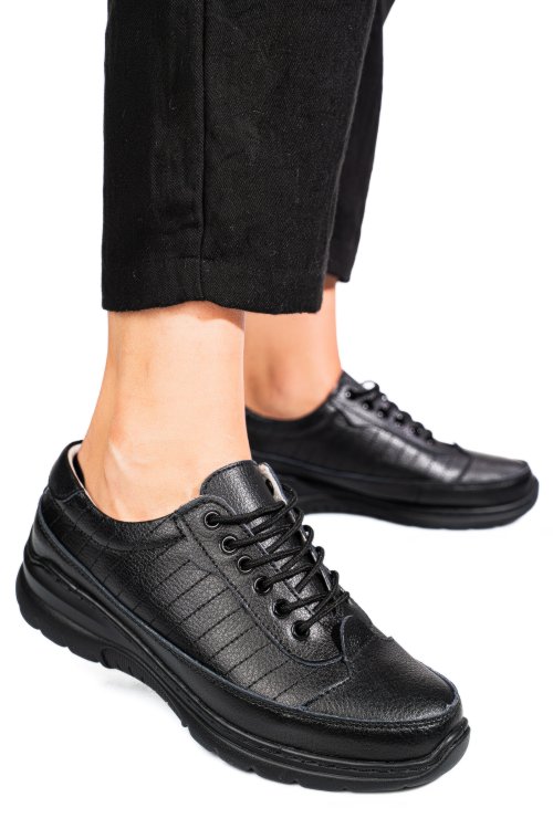 Pantofi sport negri piele naturala fsp0011801