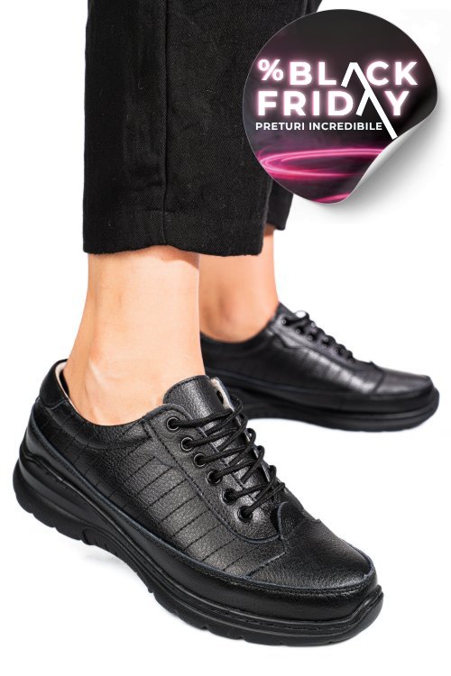 Pantofi sport negri piele naturala fsp0011801