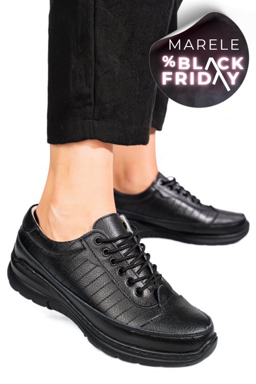 Pantofi sport negri piele naturala fsp0011801