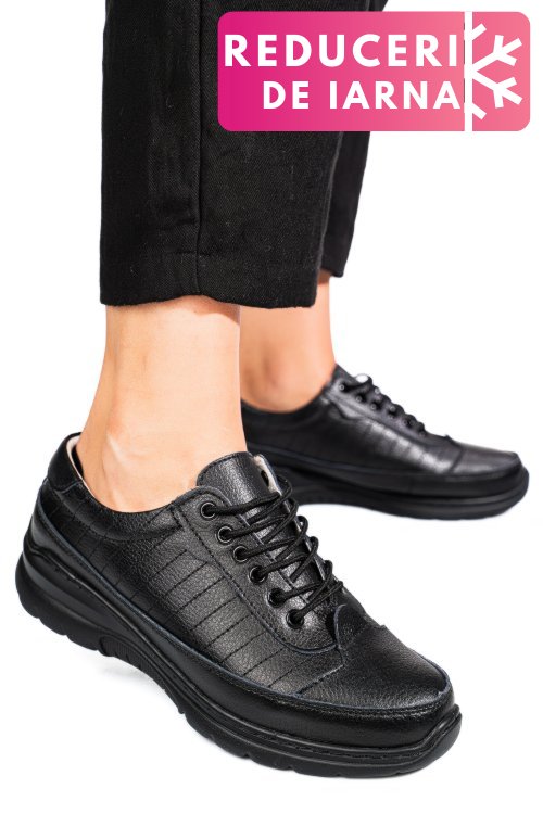 Pantofi sport negri piele naturala fsp0011801