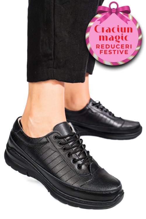 Pantofi sport negri piele naturala fsp0011801