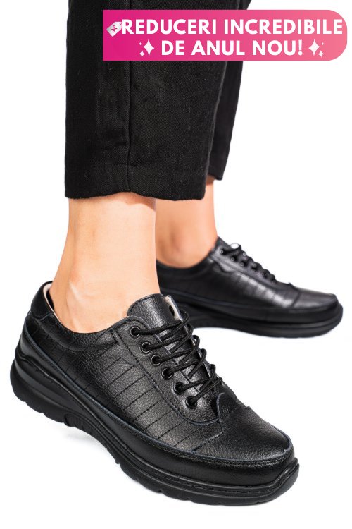 Pantofi sport negri piele naturala fsp0011801