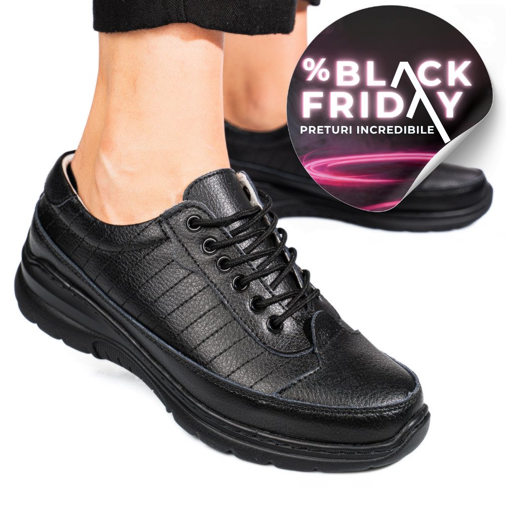 PANTOFI SPORT NEGRI PIELE NATURALA FSP0011801