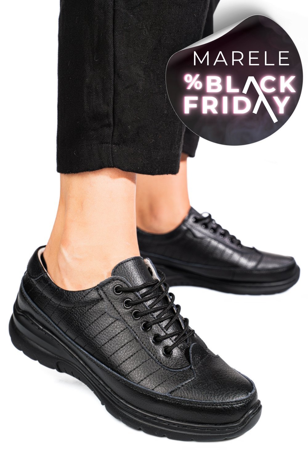 PANTOFI SPORT NEGRI PIELE NATURALA FSP0011801