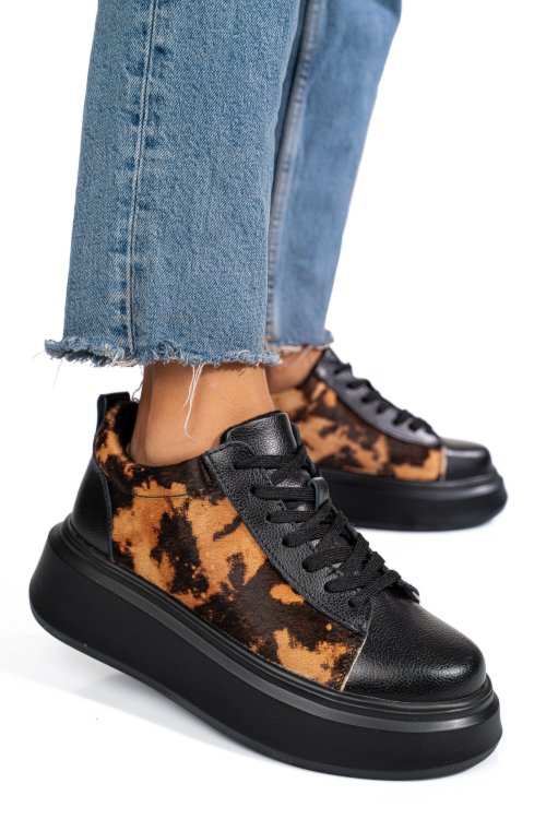 Pantofi sport negri piele naturala 8sp8456