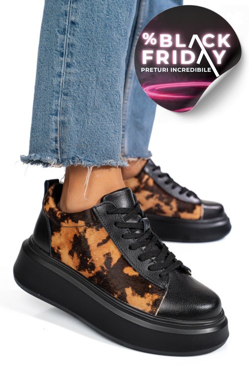 Pantofi sport negri piele naturala 8sp8456