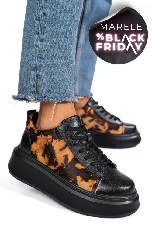 Pantofi sport negri piele naturala 8sp8456