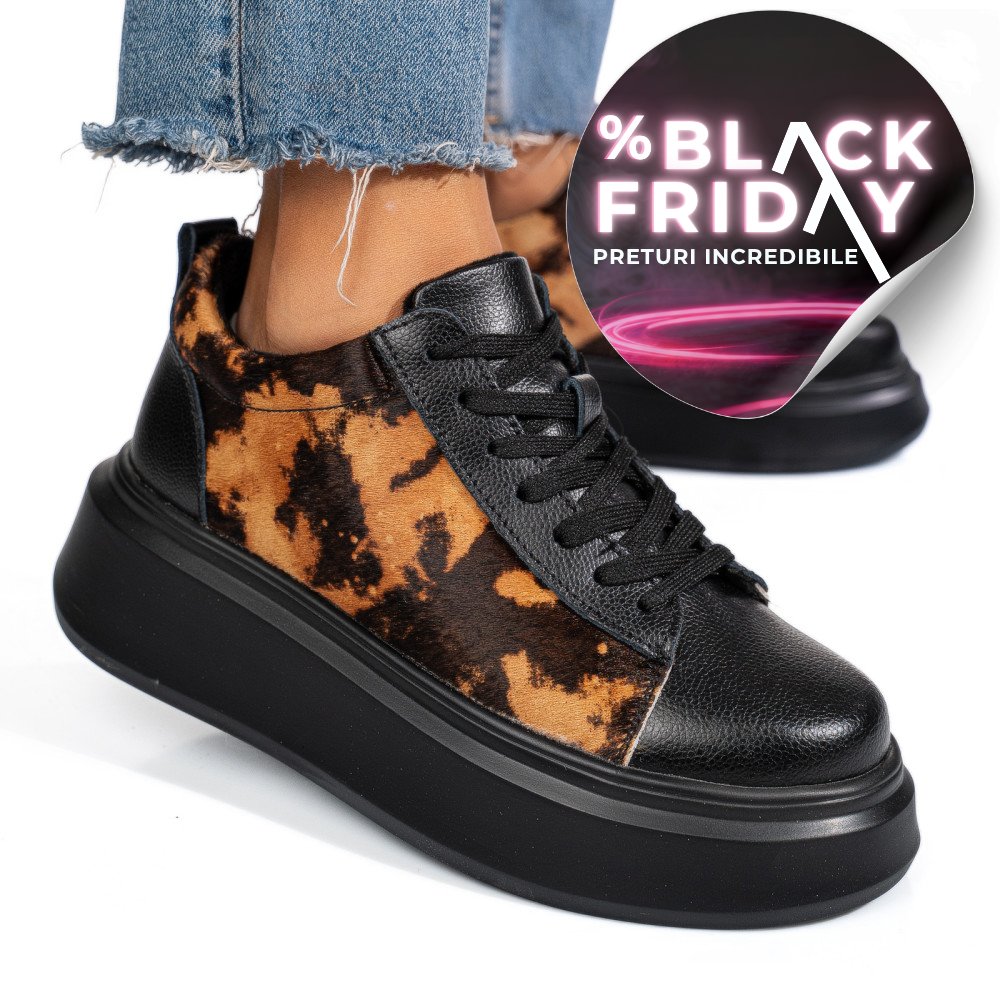 PANTOFI SPORT NEGRI PIELE NATURALA 8SP8456