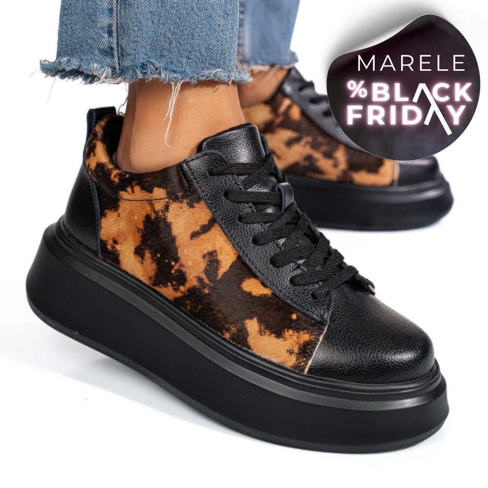 PANTOFI SPORT NEGRI PIELE NATURALA 8SP8456