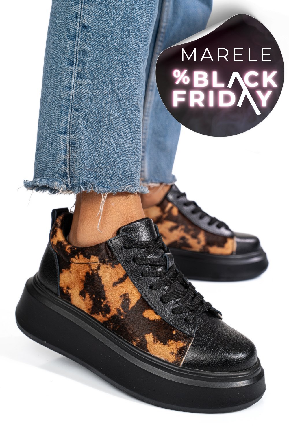 PANTOFI SPORT NEGRI PIELE NATURALA 8SP8456