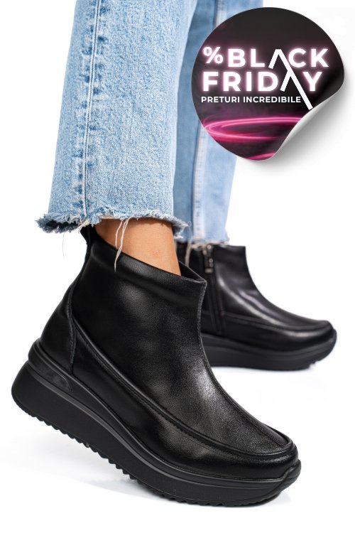 Ghete negre piele naturala tsp3084