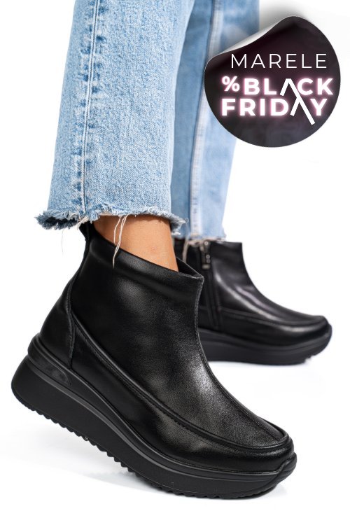 Ghete negre piele naturala tsp3084