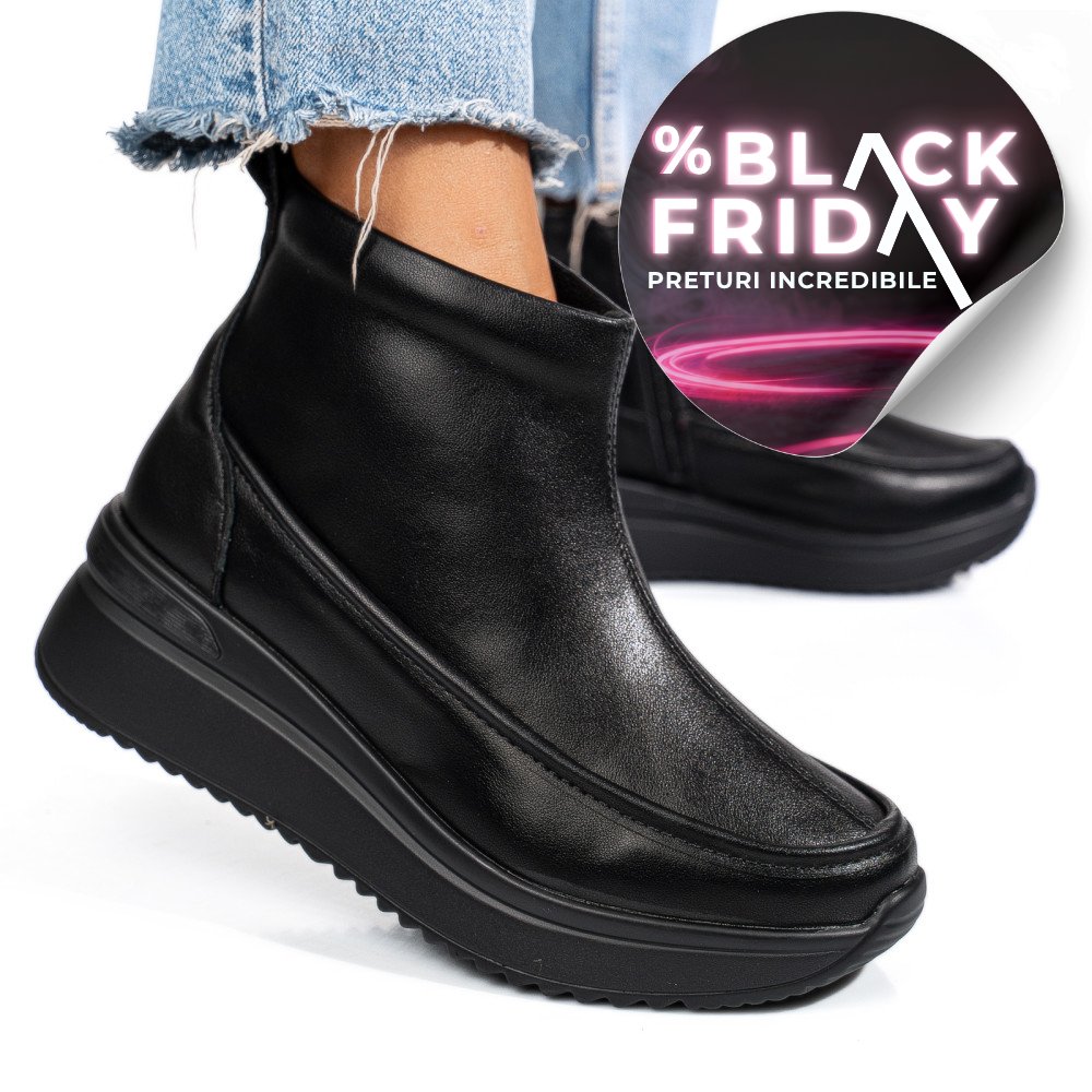 GHETE NEGRE PIELE NATURALA TSP3084