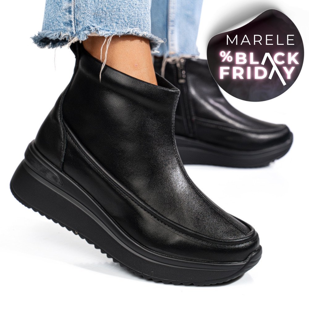 GHETE NEGRE PIELE NATURALA TSP3084