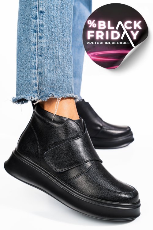 Ghete negre piele naturala tsp3085