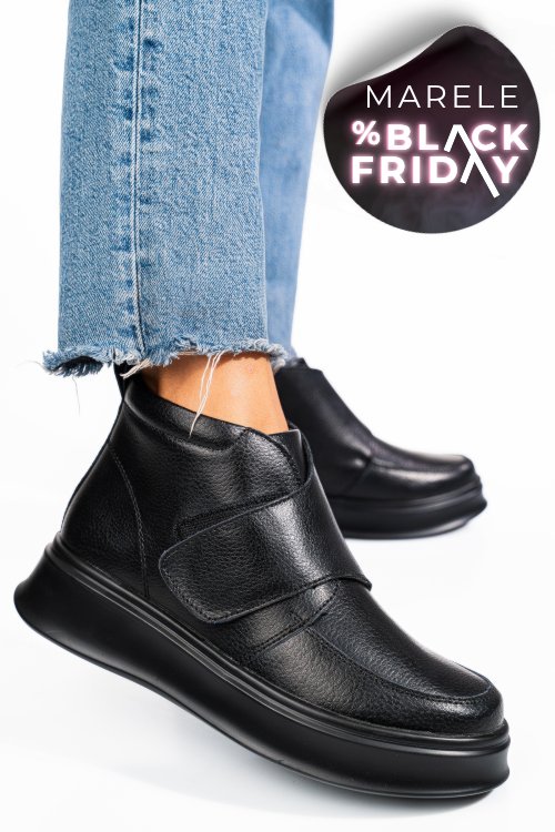 Ghete negre piele naturala tsp3085