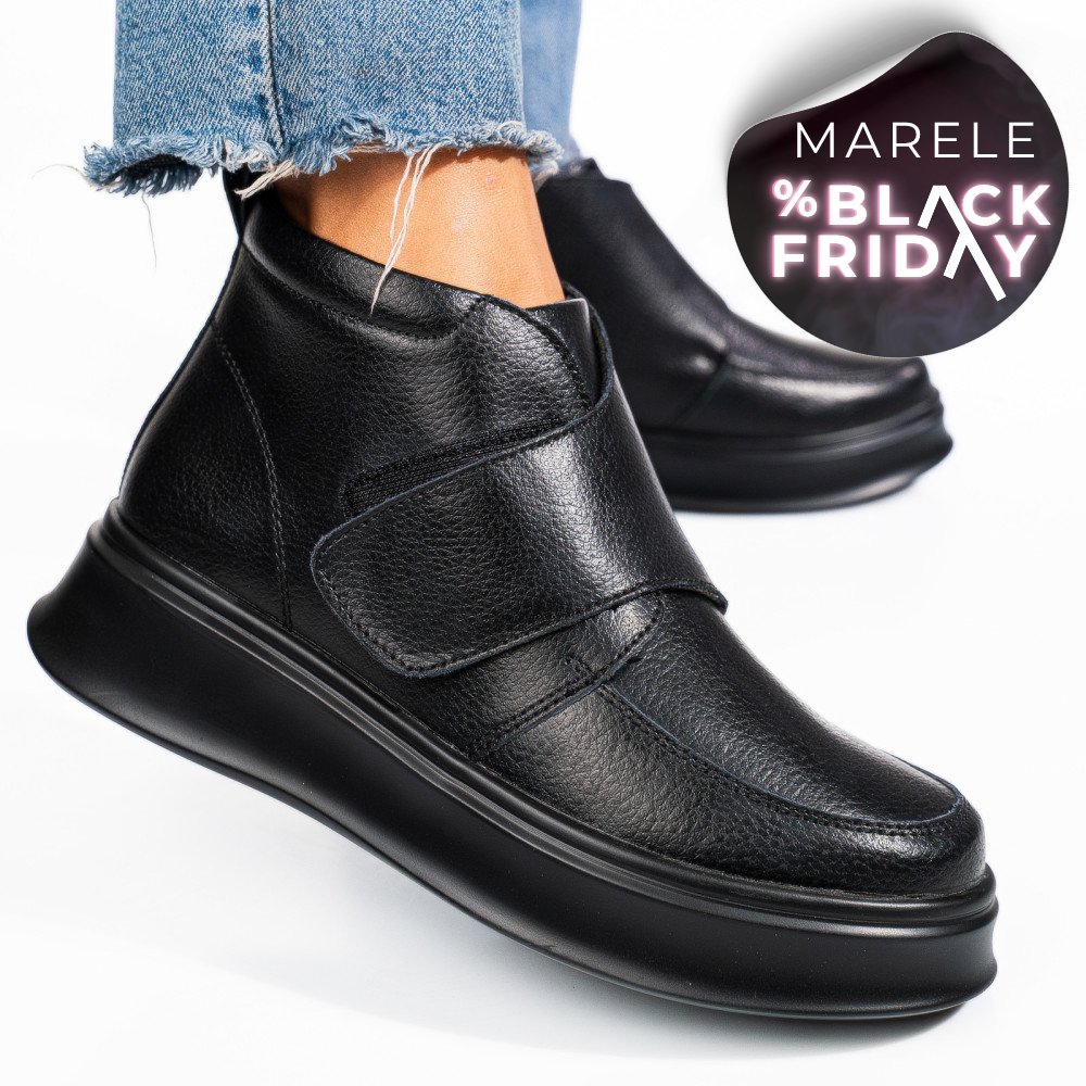 GHETE NEGRE PIELE NATURALA TSP3085