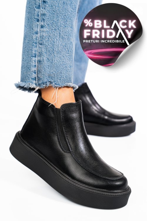 Ghete negre piele naturala tsp3086