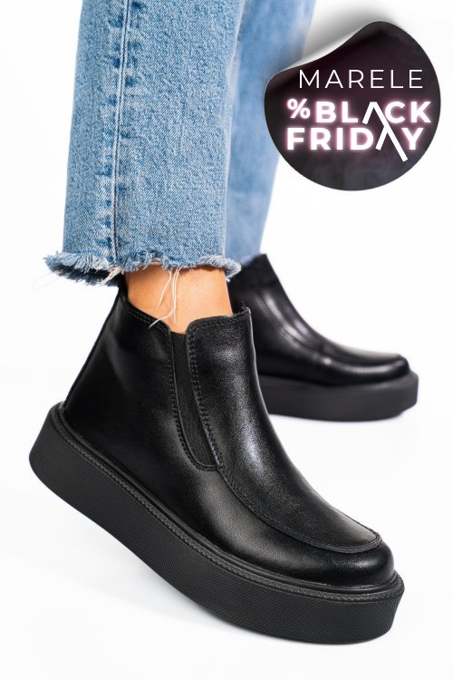 Ghete negre piele naturala tsp3086