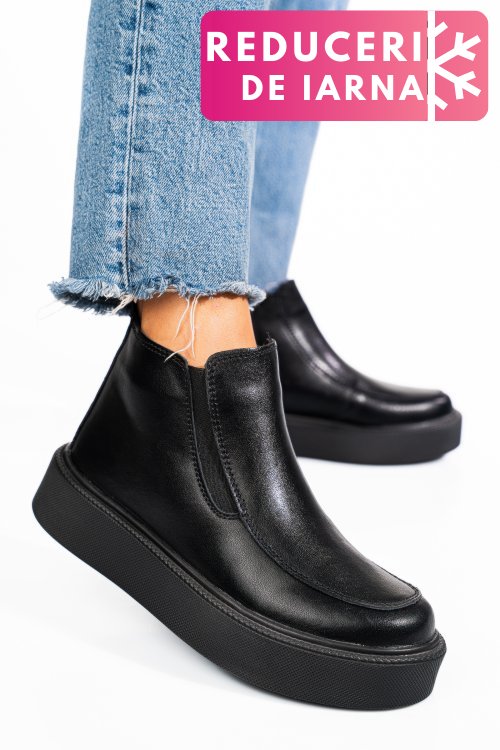 Ghete negre piele naturala tsp3086