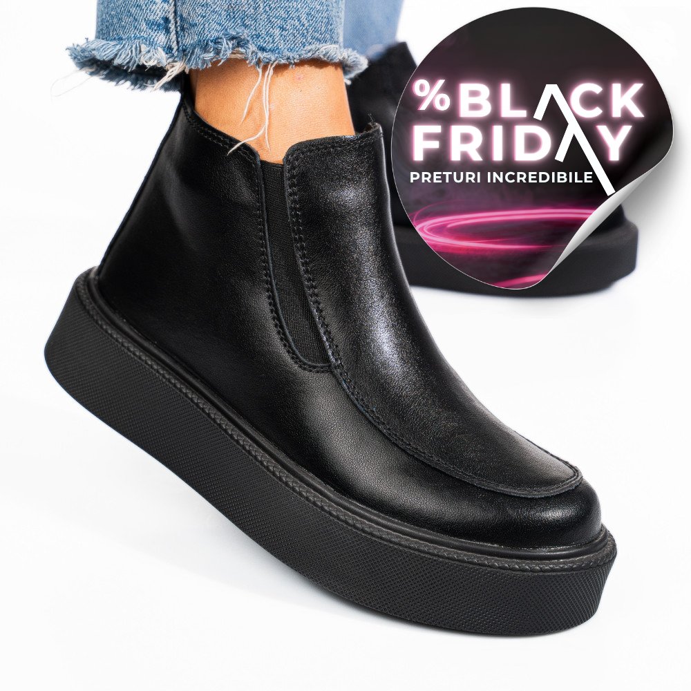 GHETE NEGRE PIELE NATURALA TSP3086