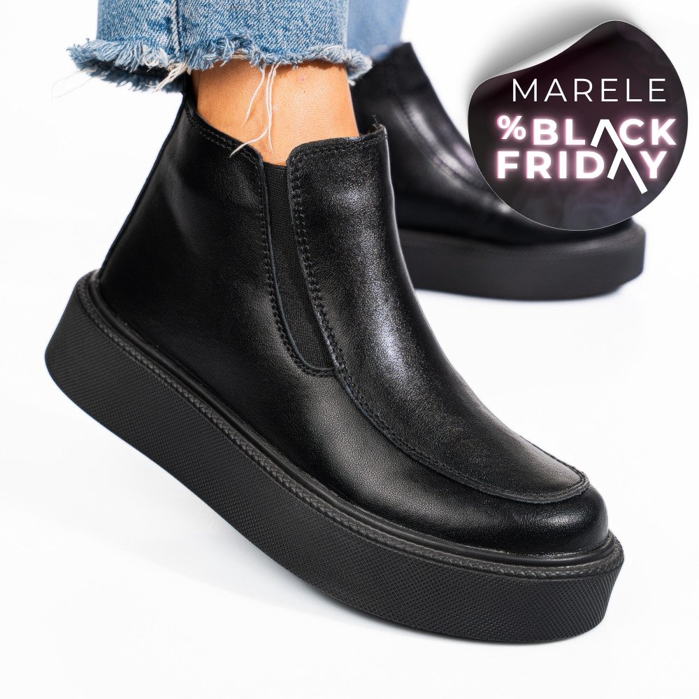 GHETE NEGRE PIELE NATURALA TSP3086