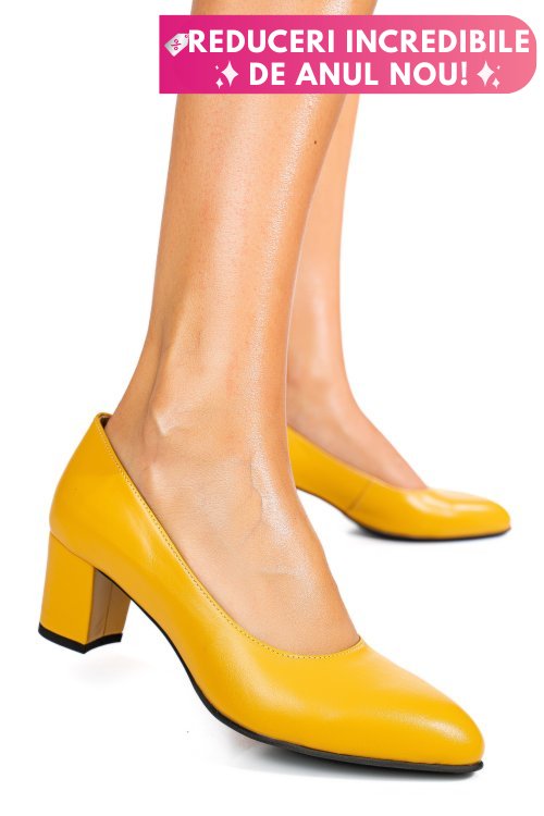 Pantofi galbeni piele naturala 1pc420b