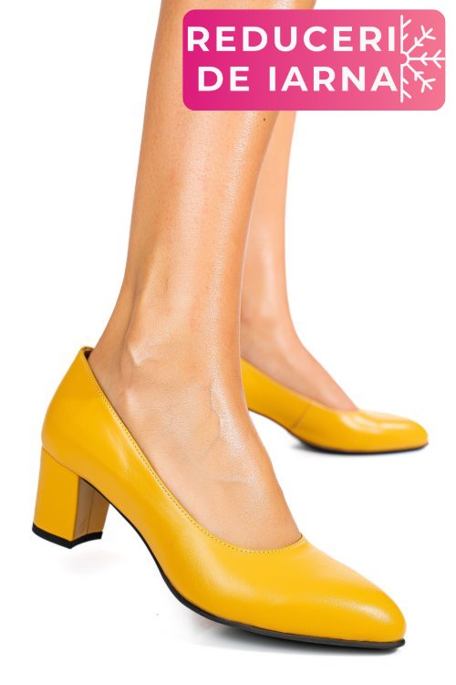 Pantofi galbeni piele naturala 1pc420b