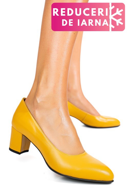 Pantofi galbeni piele naturala 1pc420b