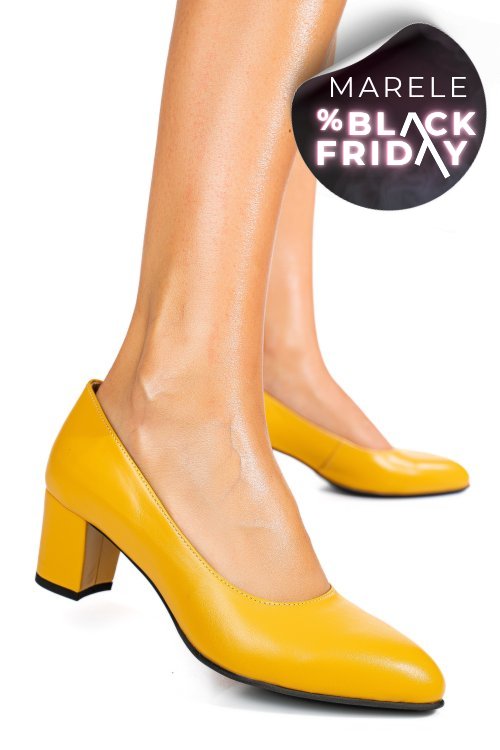 Pantofi galbeni piele naturala 1pc420b