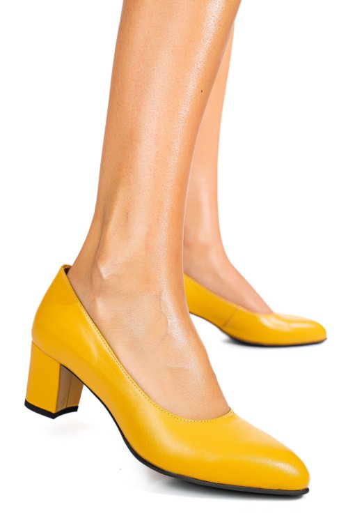 Pantofi galbeni piele naturala 1pc420b