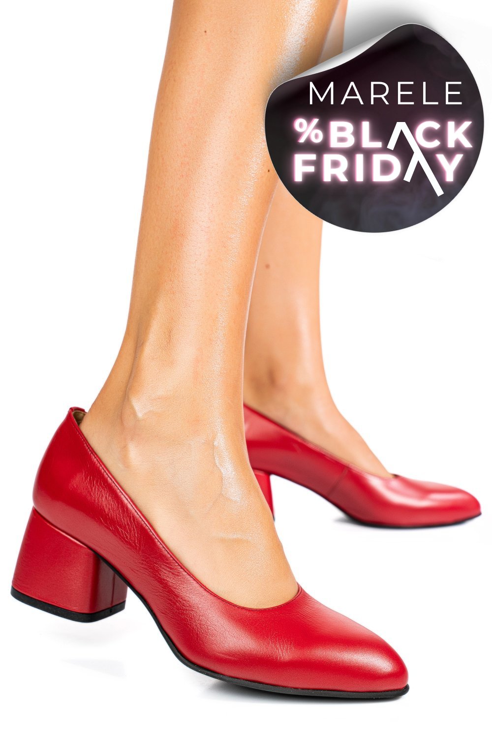 PANTOFI ROSII PIELE NATURALA 1PC450