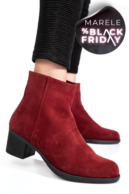 Botine visinii piele naturala intoarsa 3s77871