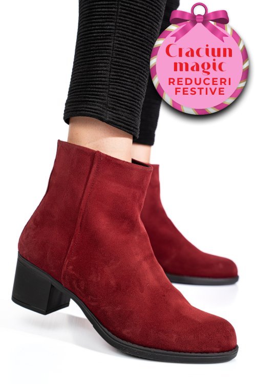 Botine visinii piele naturala intoarsa 3s77871