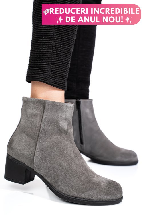 Botine gri piele naturala intoarsa 3s77871
