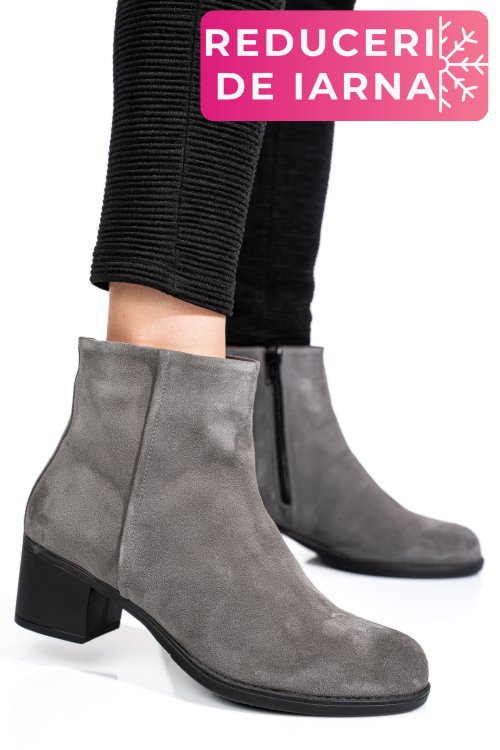 Botine gri piele naturala intoarsa 3s77871