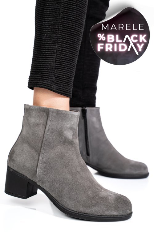 Botine gri piele naturala intoarsa 3s77871