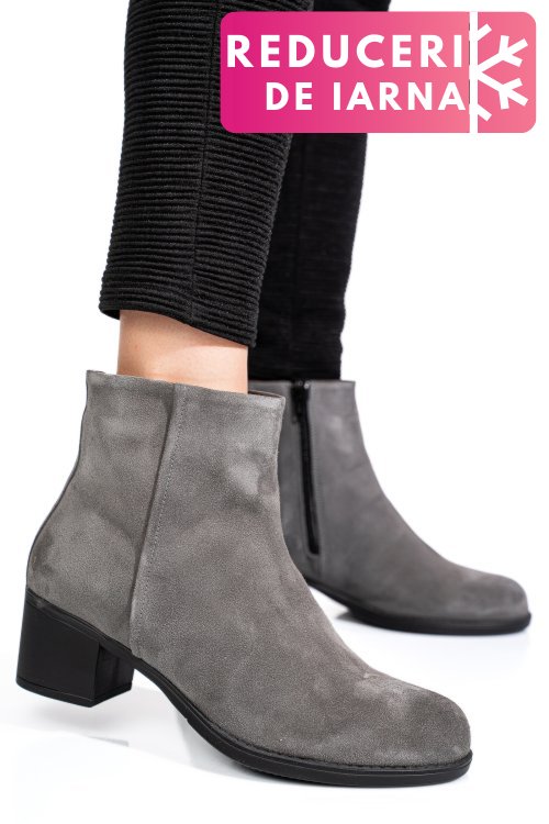 Botine gri piele naturala intoarsa 3s77871