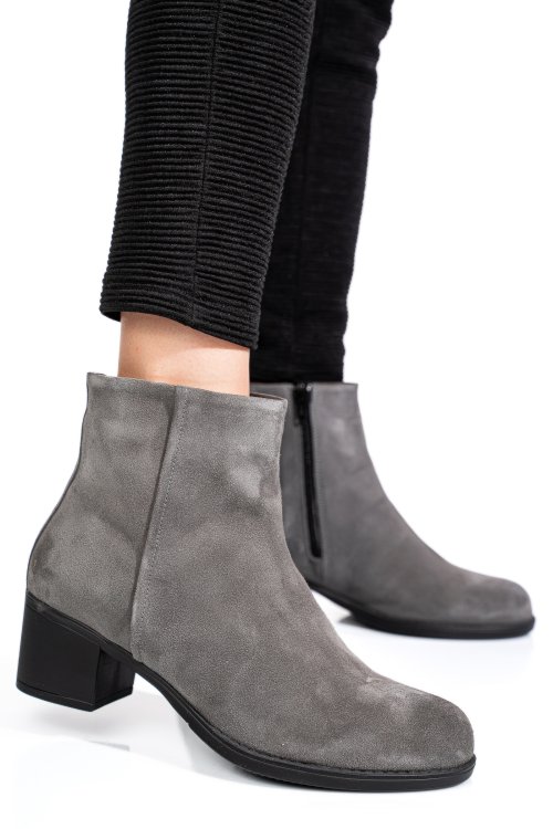 Botine gri piele naturala intoarsa 3s77871