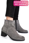 BOTINE GRI PIELE NATURALA INTOARSA 3S77871